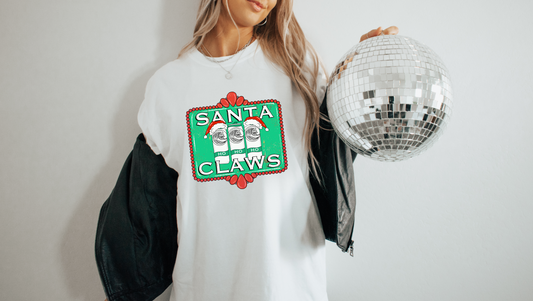 Santa Claws Christmas design on tee or sweatshirt
