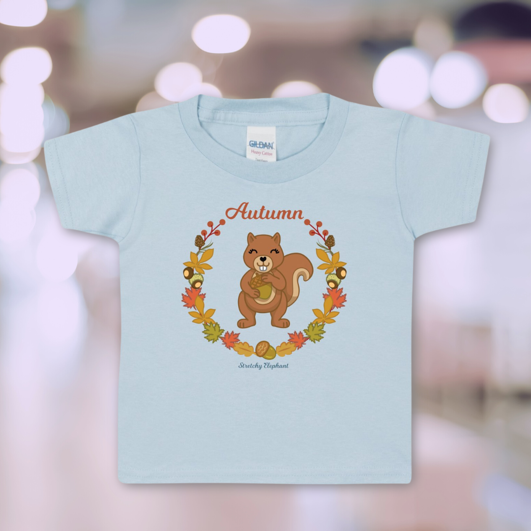 STRETCHY ELEPHANT "AUTUMN SQUIRREL" Gildan Heavy Cotton Toddler T-Shirt