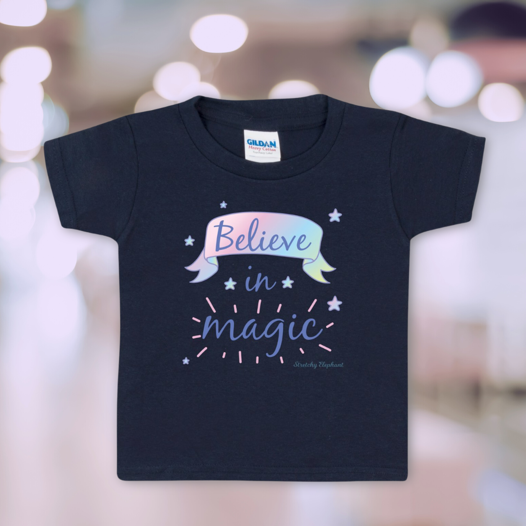 STRETCHY ELEPHANT "BELIEVE IN MAGIC" Gildan Heavy Cotton Toddler T-Shirt
