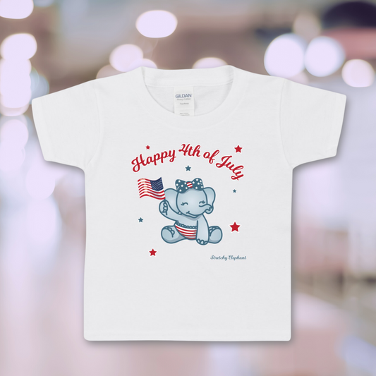 Baby Stretchy Elephant Fourth of July Gildan Heavy Cotton Toddler T-Shirt