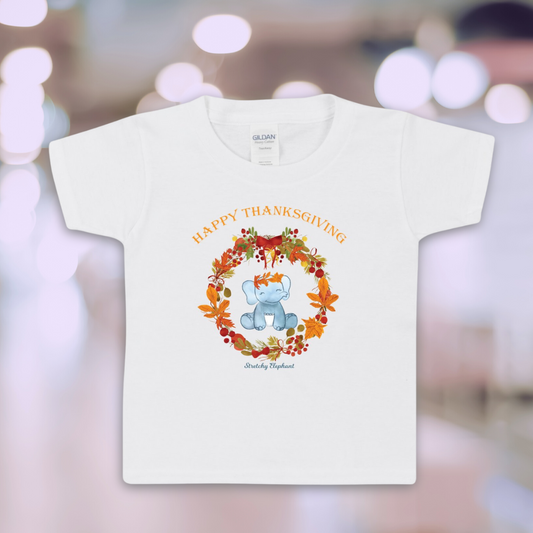 BABY STRETCHY ELEPHANT "THANKSGIVING WREATH" Gildan Heavy Cotton Toddler T-Shirt