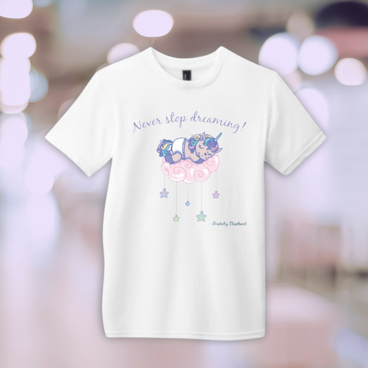 STRETCHY ELEPHANT "NEVER STOP DREAMING" District Youth Very Important Tee
