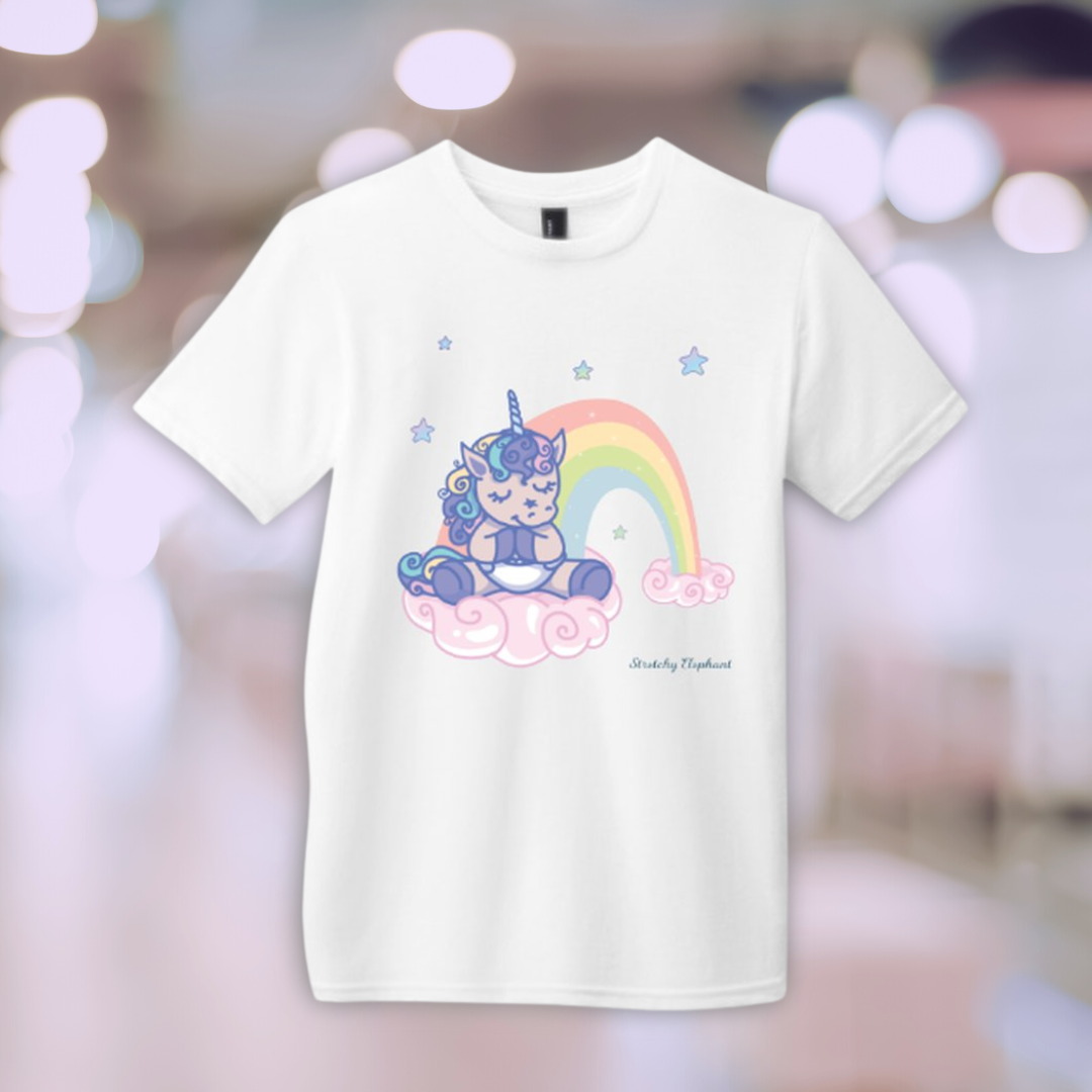 STRETCHY ELEPHANT "UNICORN ON RAINBOW" District Youth Very Important Tee