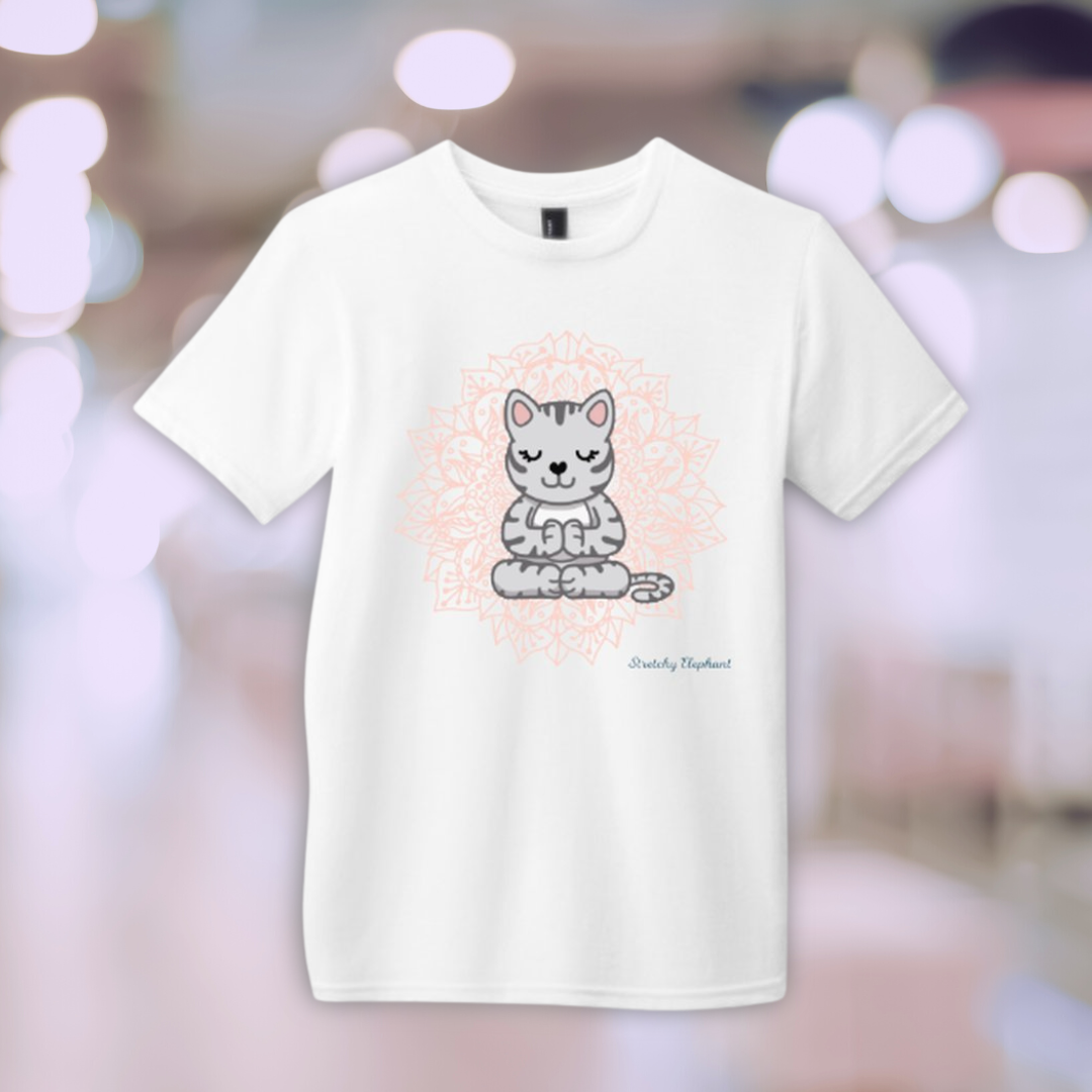 STRETCHY ELEPHANT "MEDITATING CAT" District Youth Very Important Tee