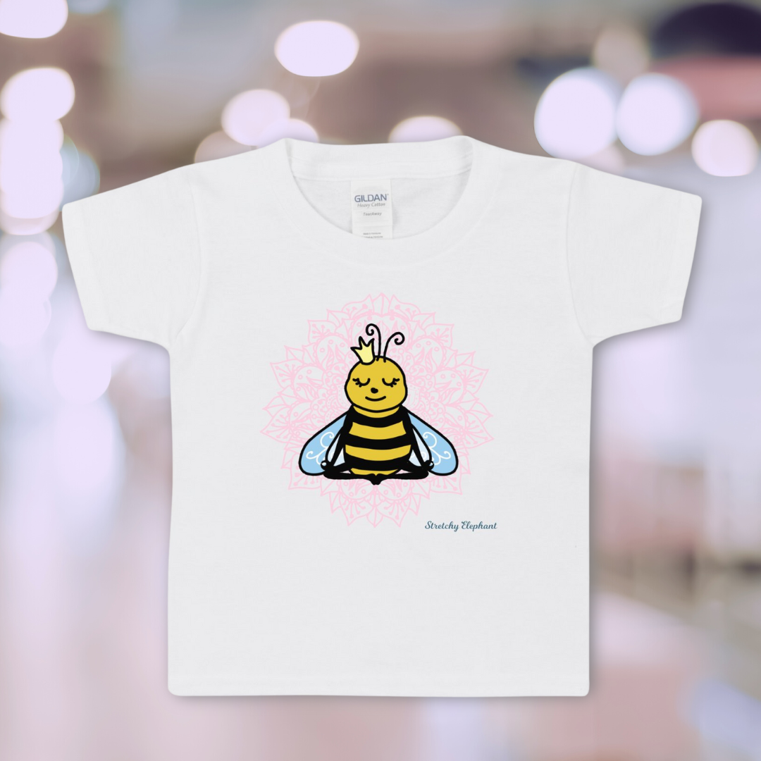 STRETCHY ELEPHANT "MEDITATING BEE" Gildan Heavy Cotton Toddler T-Shirt