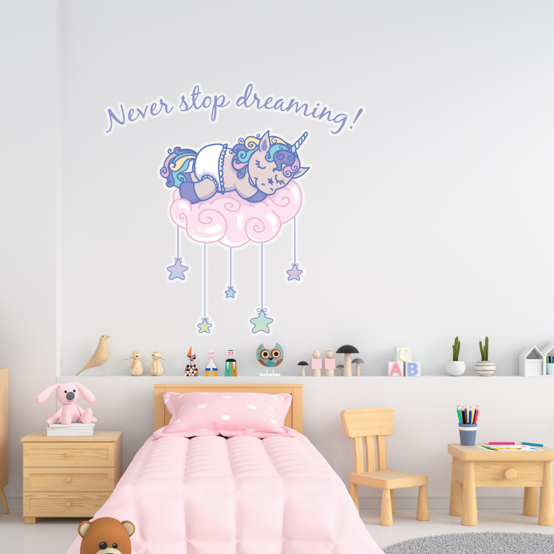 STRETCHY ELEPHANT WALL STICKER "NEVER STOP DREAMING"