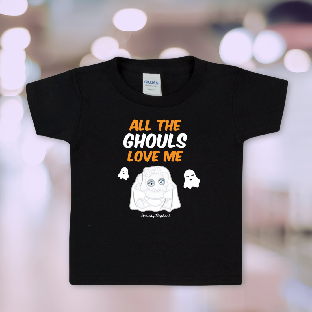 STRETCHY ELEPHANT "GHOULS LOVE ME" Gildan Heavy Cotton Toddler T-Shirt