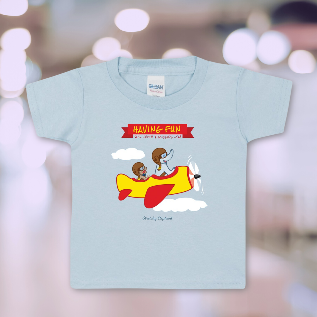 STRETCHY ELEPHANT "AIRPLANE" Gildan Heavy Cotton Toddler T-Shirt