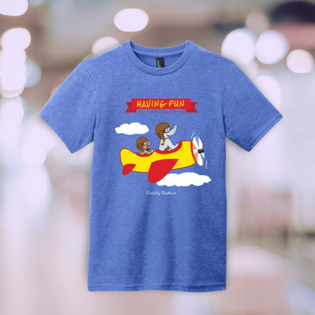 STRETCHY ELEPHANT "AIRPLANE" District Youth Very Important Tee