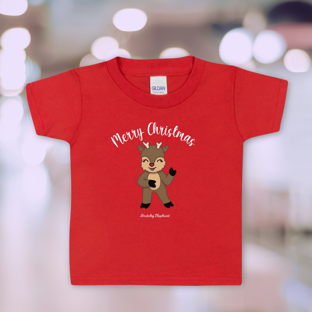 STRETCHY ELEPHANT "MERRY CHRISTMAS DEER " Gildan Heavy Cotton Toddler T-Shirt