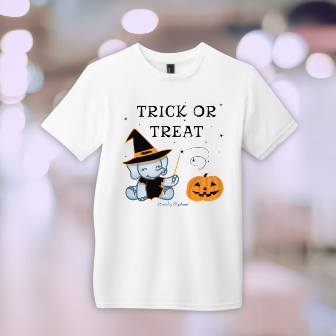 STRETCHY ELEPHANT "TRICK  OR TREAT" District Youth Very Important Tee
