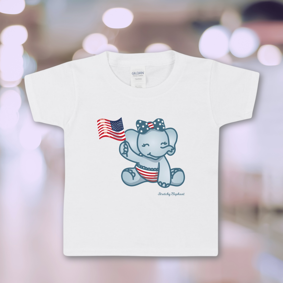 STRETCHY ELEPHANT "4 JULY" Gildan Heavy Cotton Toddler T-Shirt
