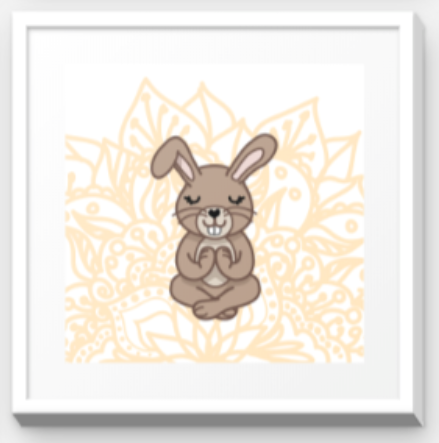 Stretchy Elephant Framed Art "Meditating Bunny" - Little Lady Agency