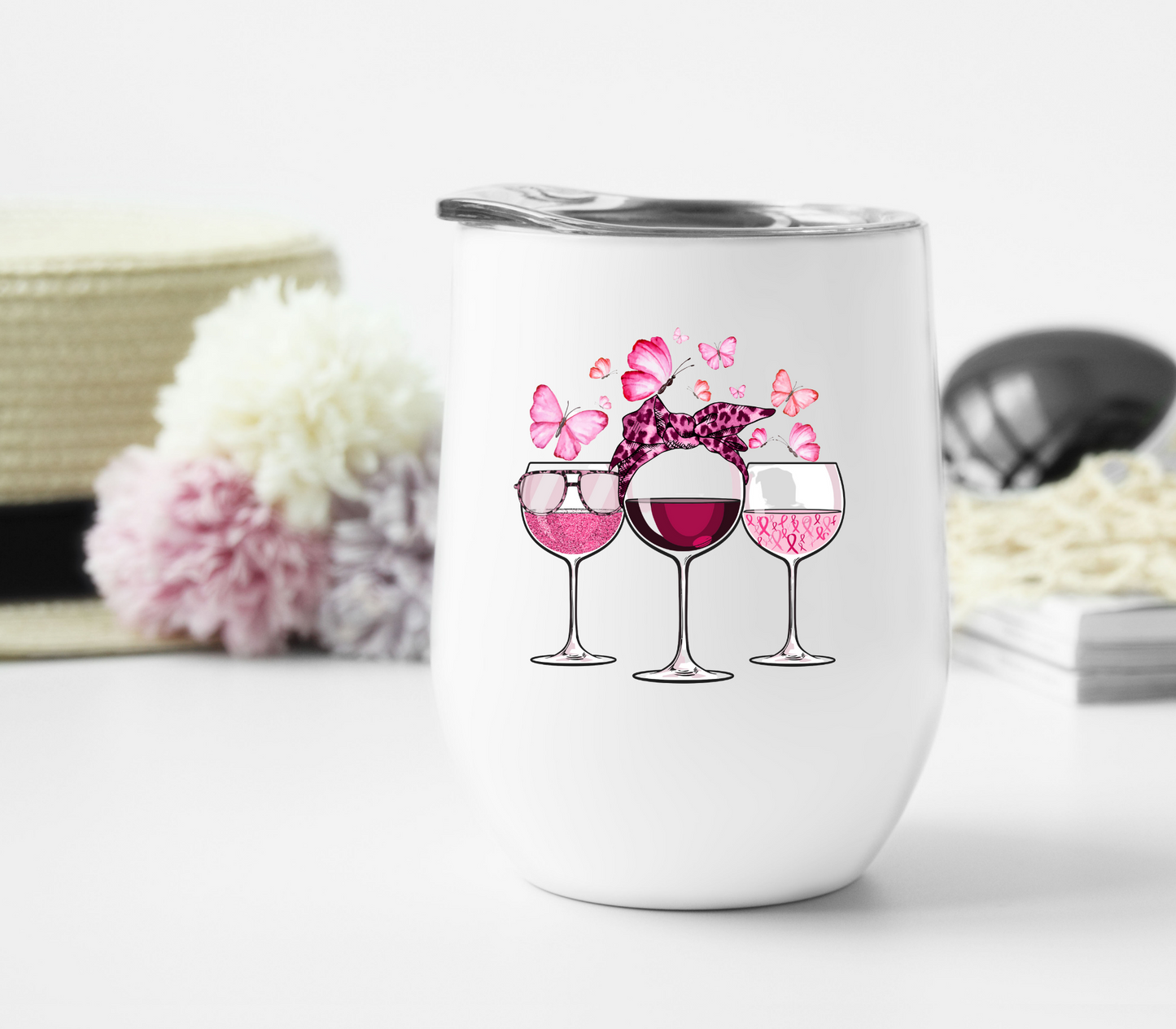 Wine Glasses Breast Cancer Awareness Wine Tumbler