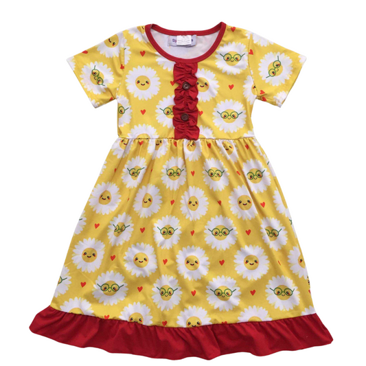 Happy Daisies in Glasses Ruffle Dress (SWS5028)