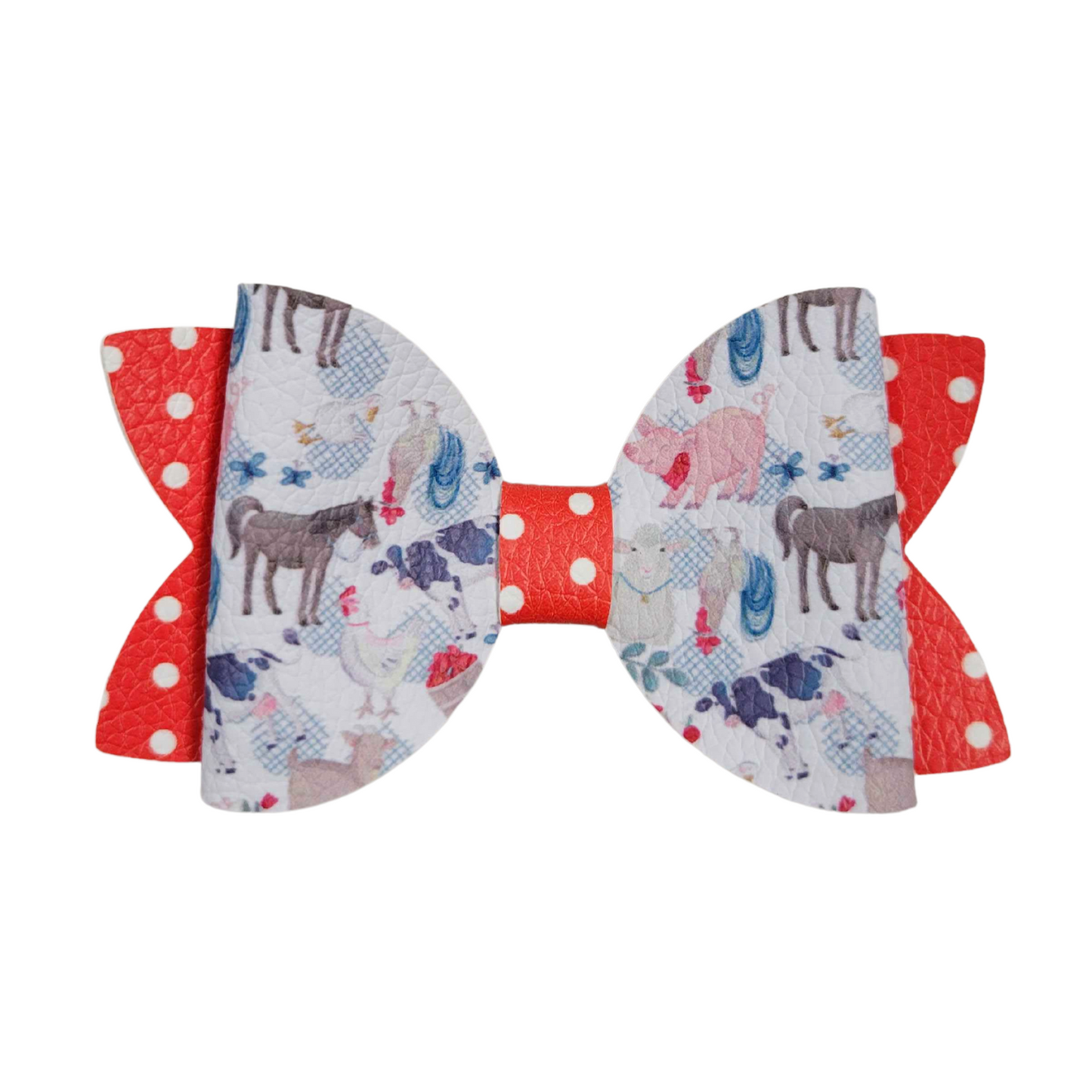 Farm Animal Red Polka Dot Bow (Bow 22)