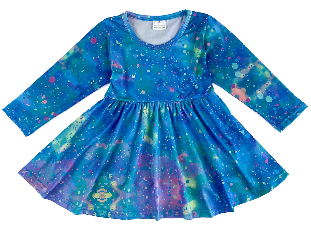 Pretty Paint Splatter Twirly Dress-Dresses-Sparkledots-sparkledots