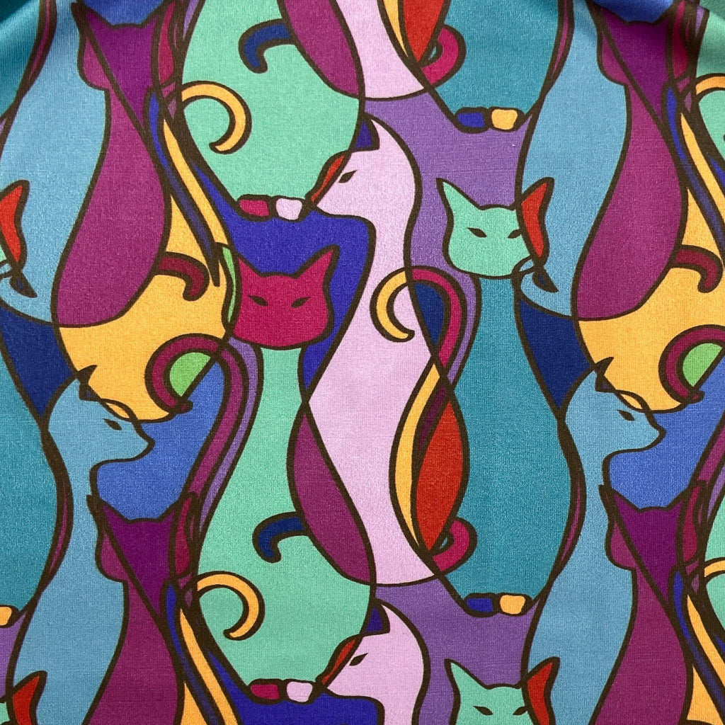 Retro Art Deco Cats Twirly Dress (CC4904)-Dresses-ComfyCute by Sparkledots-sparkledots