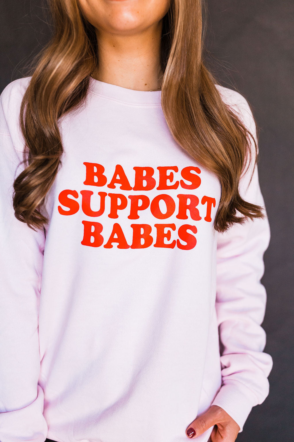 Babes Support Babes - Pink Sweatshirt with Red Ink