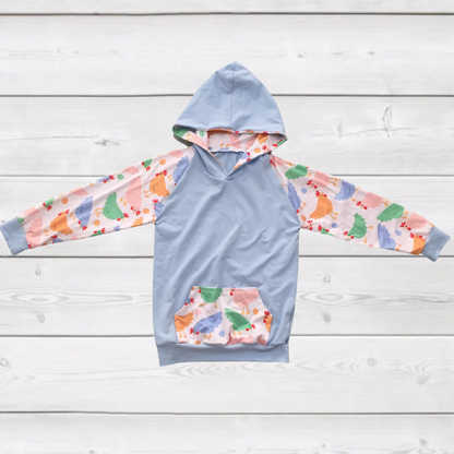 Light Blue & Pastel Chickens Hoodie (SWS3024)-Shirts & Tops-Sparkledots-sparkledots