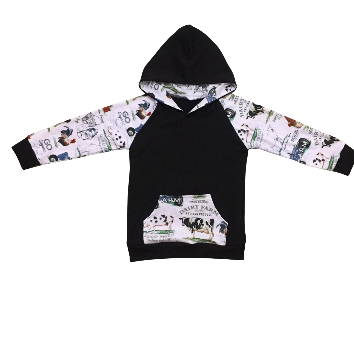 Black & White Unisex Cow Hoodie (SWS3021B)-Shirts & Tops-Sparkledots-sparkledots