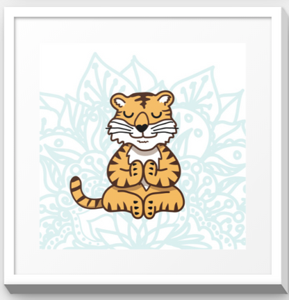 Stretchy Elephant Framed Art "Meditating Tiger" - Little Lady Agency