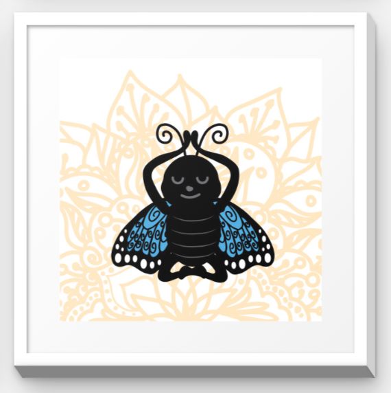 Stretchy Elephant Framed Art "Meditating Butterfly" - Little Lady Agency