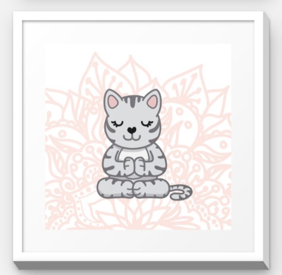 Stretchy Elephant Framed Art "Meditating Kitty" - Little Lady Agency