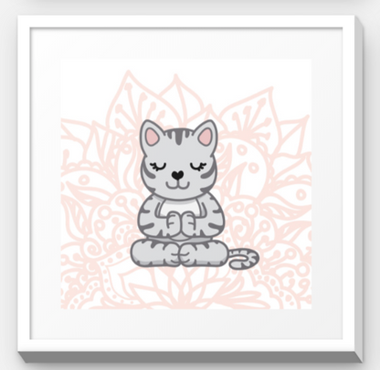 Stretchy Elephant Framed Art "Meditating Kitty" - Little Lady Agency