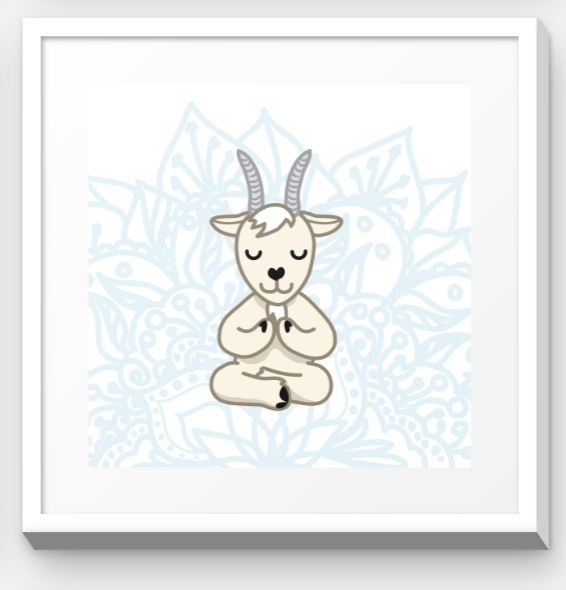 Stretchy Elephant Framed Art "Meditating Goat" - Little Lady Agency