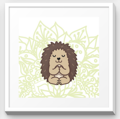 Stretchy Elephant Framed Art "Meditating Hedgehog" - Little Lady Agency