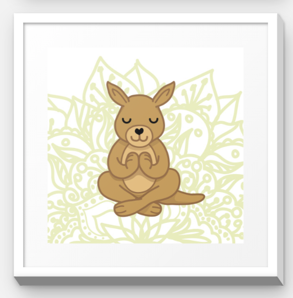 Stretchy Elephant Framed Art "Meditating Kangaroo" - Little Lady Agency