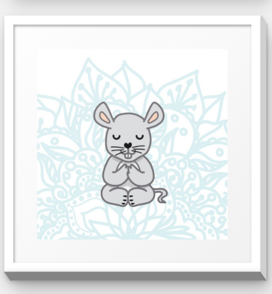 Stretchy Elephant Framed Art "Meditating Mouse" - Little Lady Agency