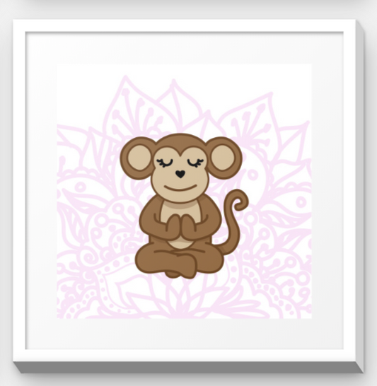 Stretchy Elephant Framed Art "Meditating Monkey" - Little Lady Agency