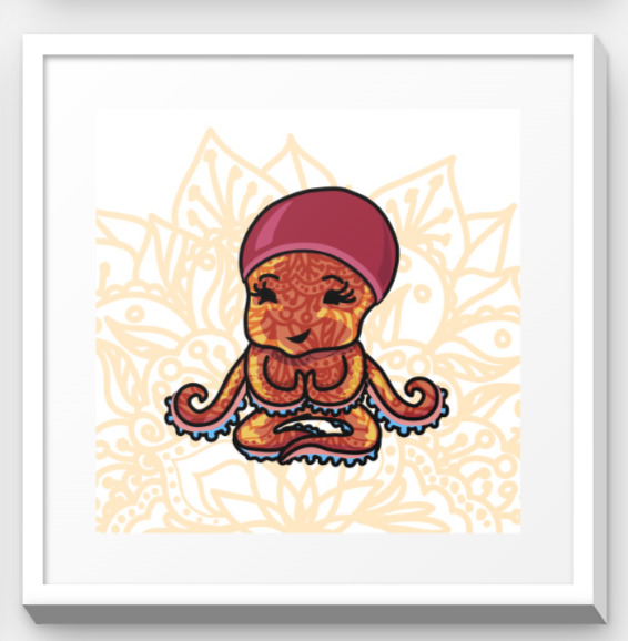 Stretchy Elephant Framed Art "Meditating Octopus" - Little Lady Agency