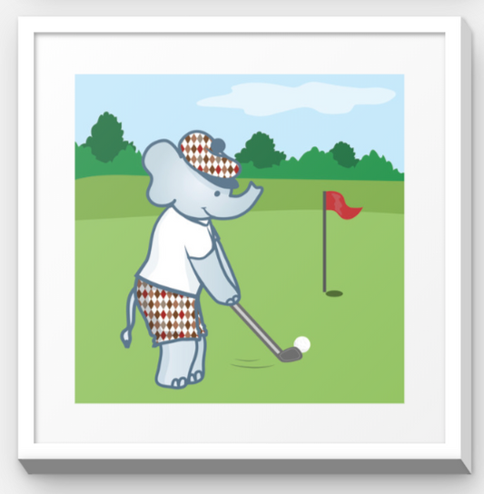 Stretchy Elephant Framed Art "Golf" - Little Lady Agency