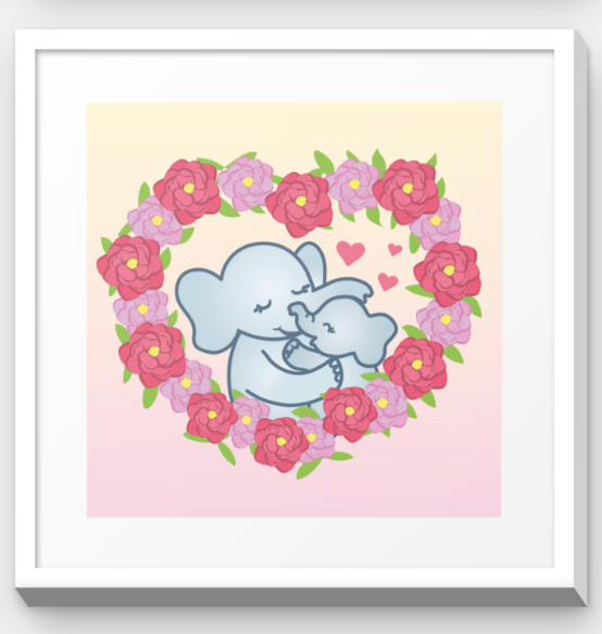 Stretchy Elephant Framed Art "Flower Wreath" - Little Lady Agency