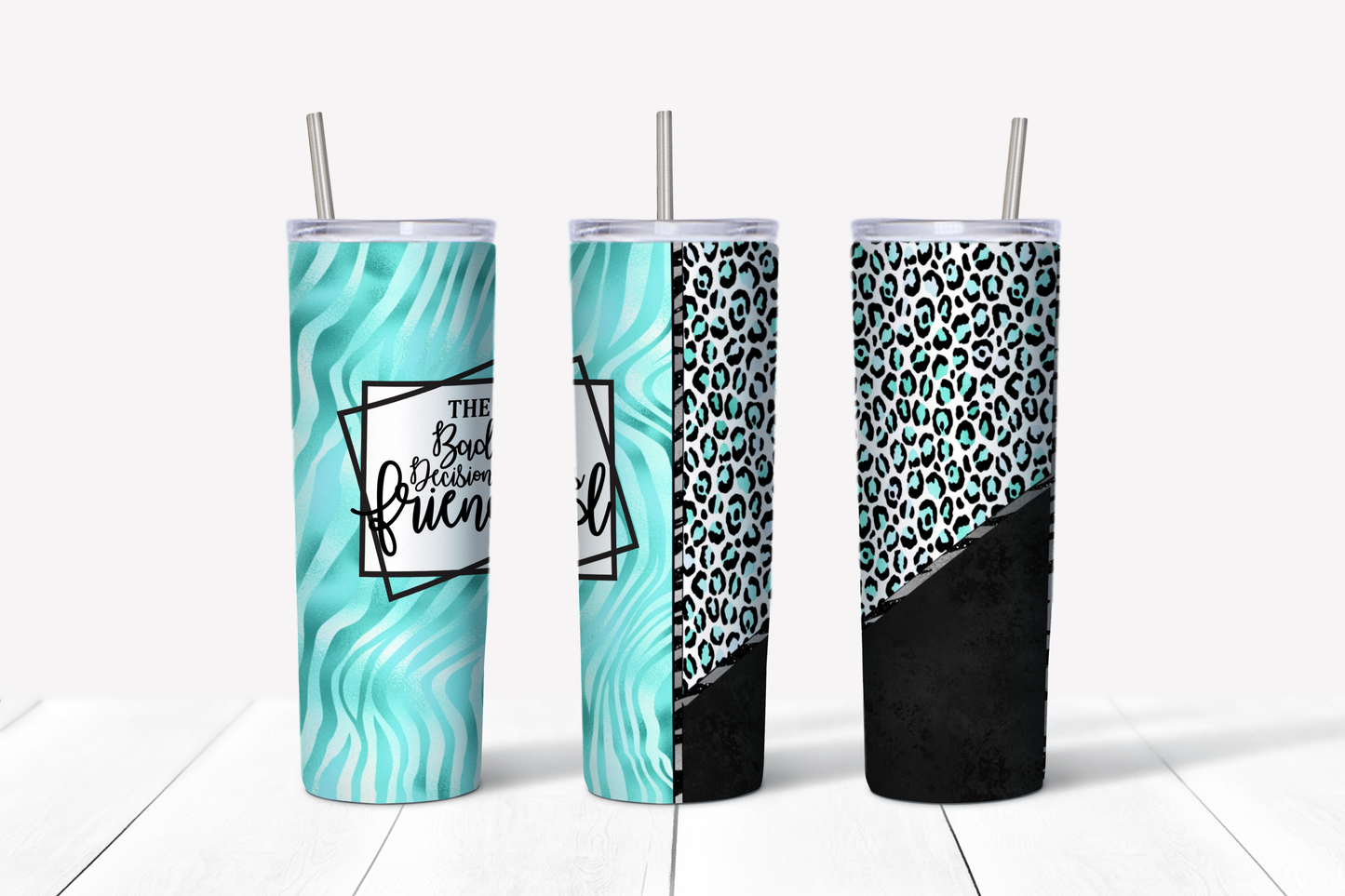 Bridal Party (or Best Friends) Teal Leopard 20 oz Tumblers