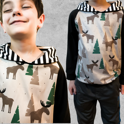 Moose in the Forest Hoodie (CC4905)-Shirts & Tops-Sparkledots-sparkledots