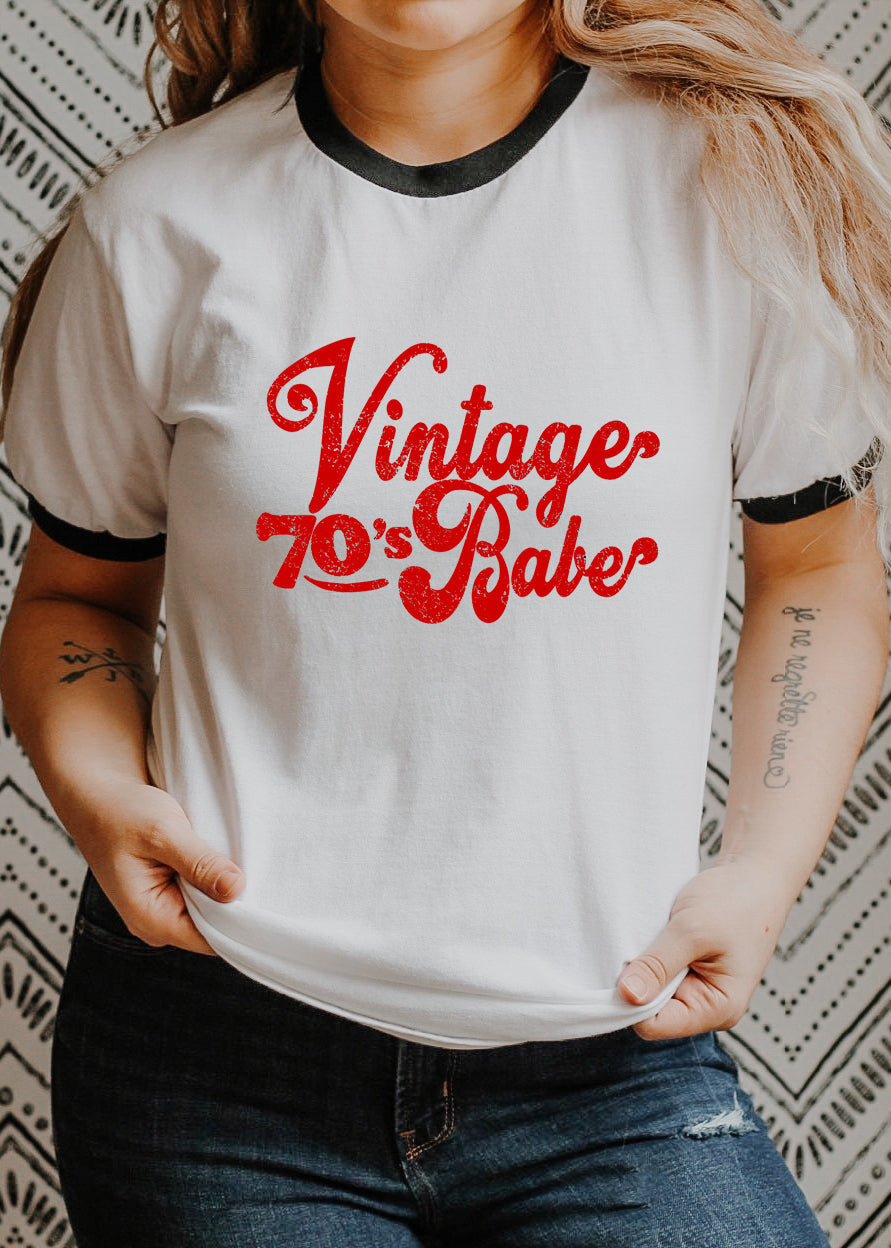 Vintage 70s Babe - Retro Fitted Ringer