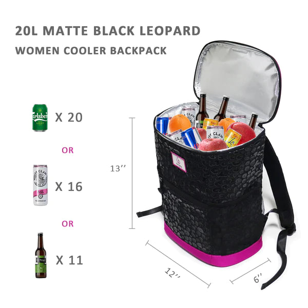 20 Liter Swig Sip Insulated Cooler Backpack - Matte Black Leopard