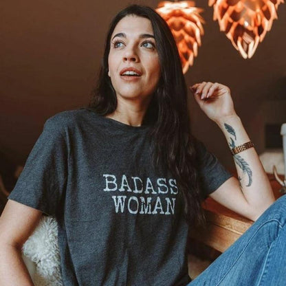 Badass Woman, Typewriter Font - Retro Fitted Ringer