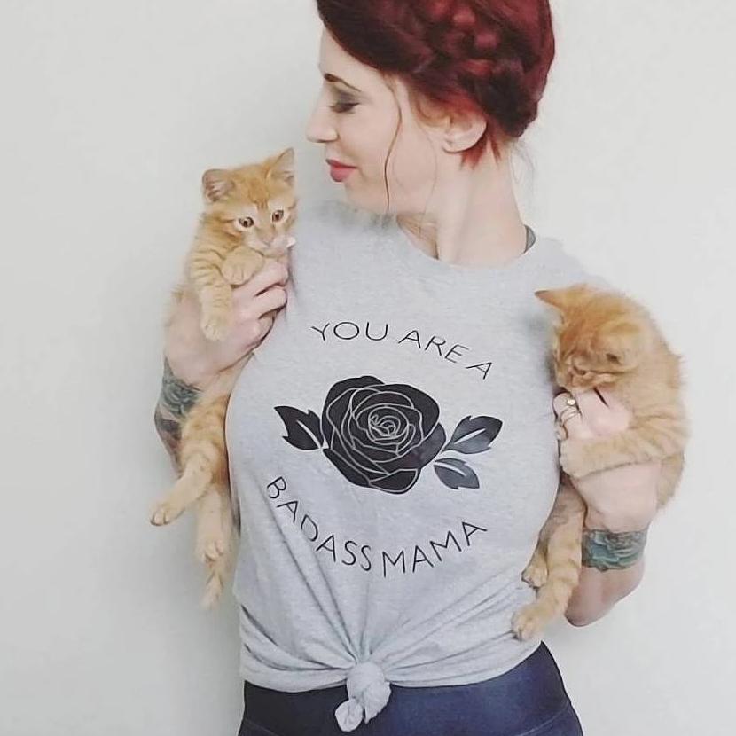 YOU are a BADASS MAMA Gray Tee, Badass Mom Tee, Rose Tee, Roses, Mom Gift, Badass Mom, Badass Woman, Badass Women, Badass Woman Shirt