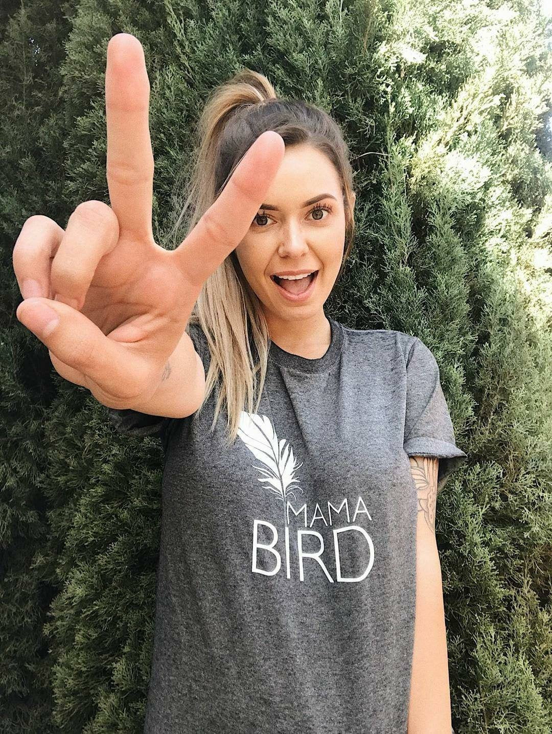 MAMA BIRD, Gray Mama Bird Tee, Mama Bird Tshirt, Mama Bird Tshirts, Mom Tee, Mama Bird Shirt, Mama Bird Tshirt, Mama Bird Tee