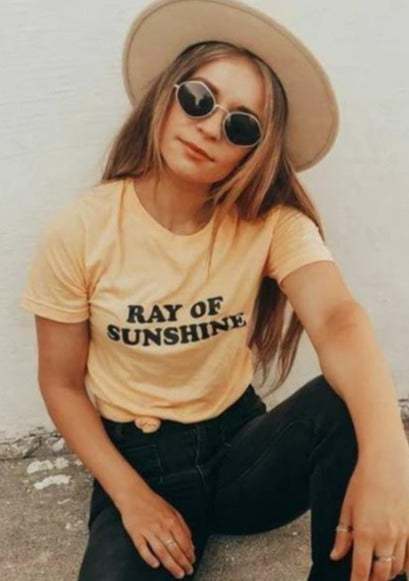 RAY OF SUNSHINE, Yellow Gold Tee, Sunshine Vibes, Ray Of Sunshine Tee, Ray Of Sunshine Tshirt, Ray of Sunshine, Good Vibes Tshirt