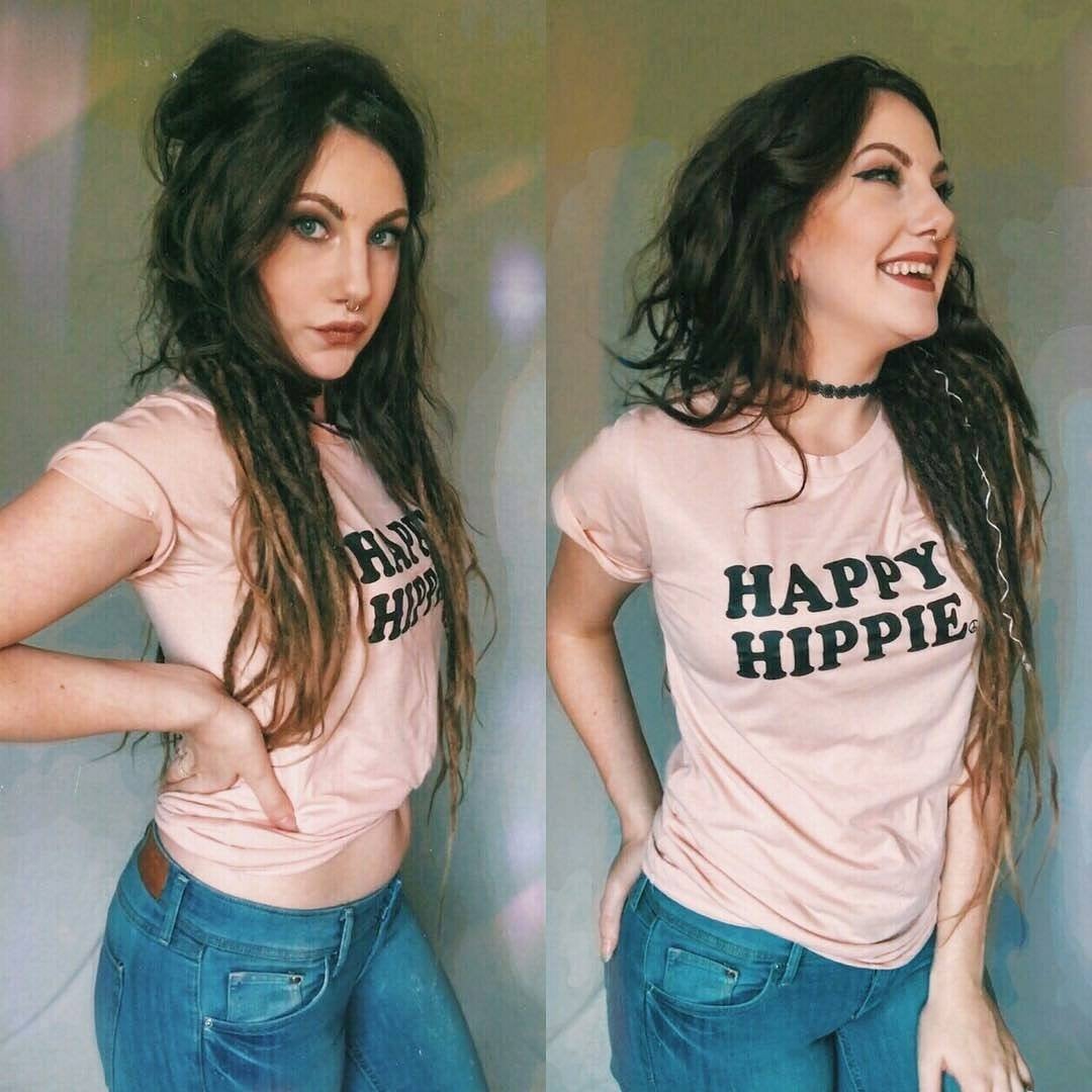 HAPPY HIPPIE Tees, Hippie Tee, Hippie Tshirts, Hippie Tops, Hippie Mom Tees, Hippie Shirts, Boho Clothing