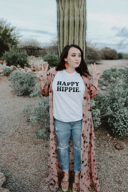 HAPPY HIPPIE Tees, Hippie Tee, Hippie Tshirts, Hippie Tops, Hippie Mom Tees, Hippie Shirts