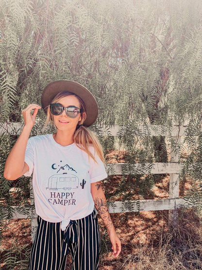 HAPPY CAMPER, Happy Camper Tshirt, Happy Camper Tank, Airstream Tshirt, Moon Tshirt, Happy Camper Shirt