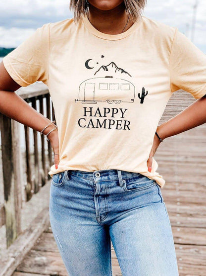 HAPPY CAMPER, Happy Camper Tshirt, Happy Camper Tank, Airstream Tshirt, Moon Tshirt, Happy Camper Shirt