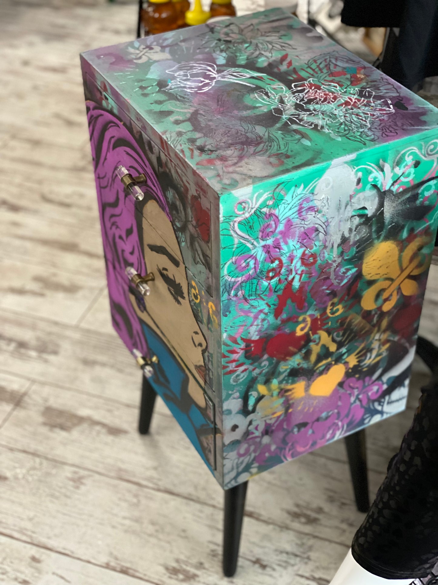 Side Table Pop Art Furniture by Emily Rebecca